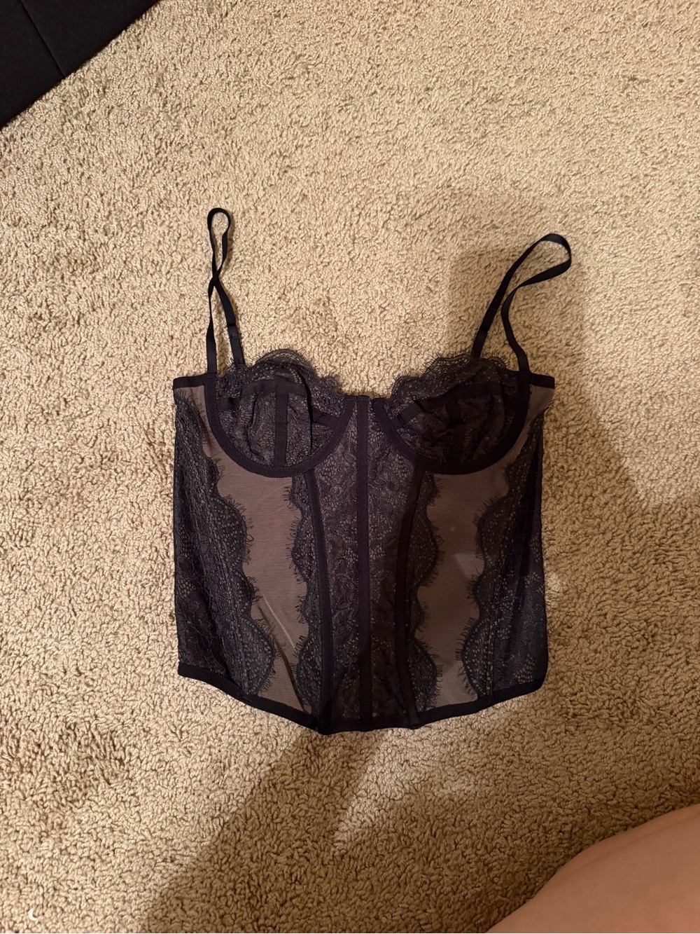 Urban Outfitters Black Sheer Lace Bustier